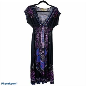 2/$15 Stevie & Lindsay Black and Purple Maxi Dress